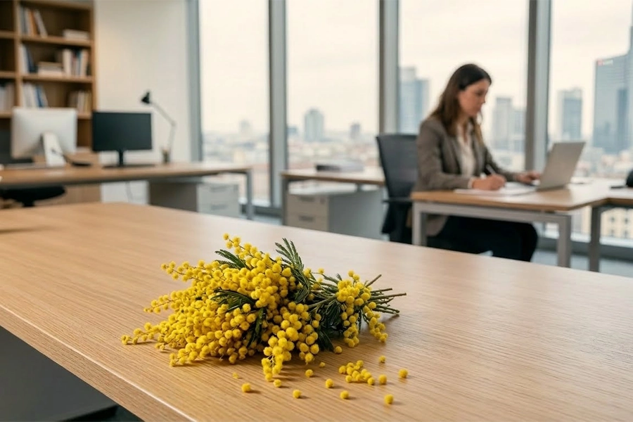Mimose in ufficio 8 marzo